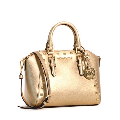 michael kors saffiano leather ciara messenger bag pale gold|Michael Kors saffiano jet set.